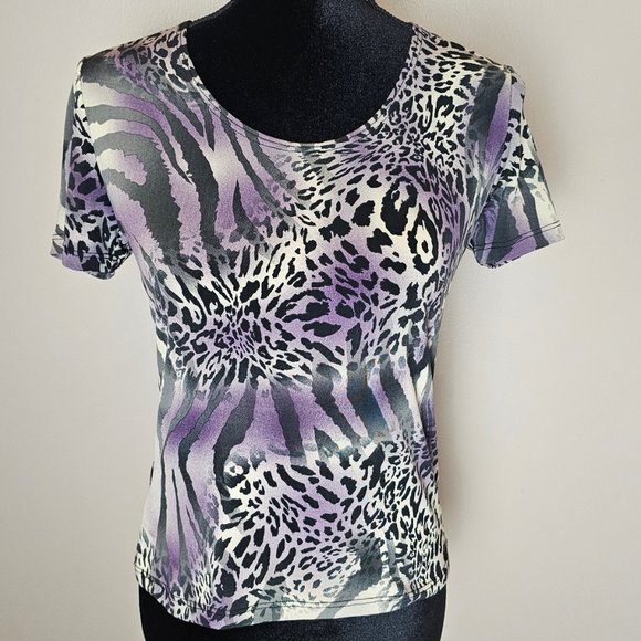 Purple Animal Print Stretchy Tee - Picture 1 of 3